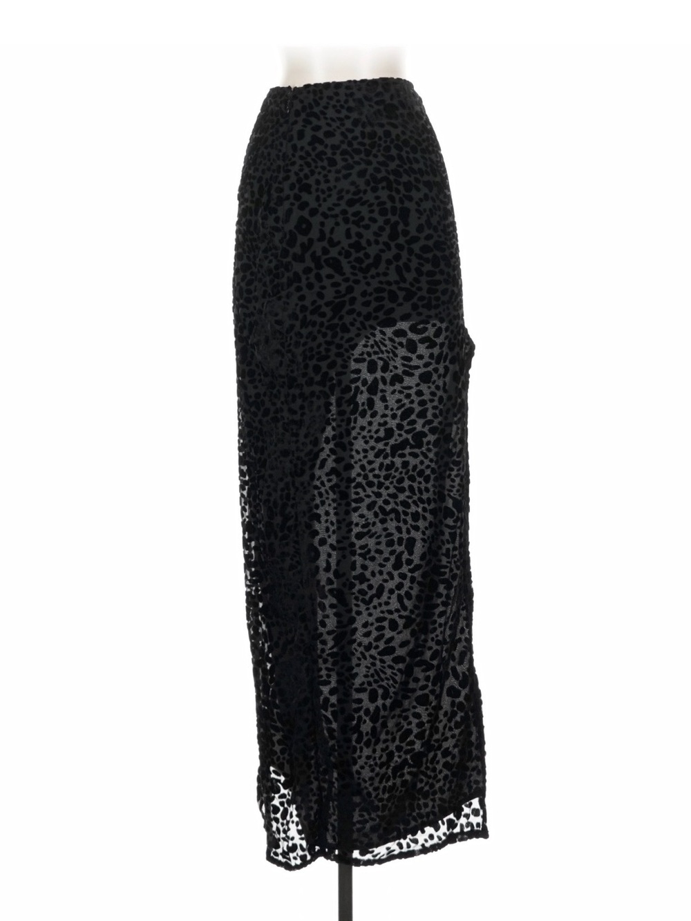 Nasty Gal Black Velvet Leopard Maxi Skirt